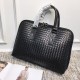 Men's Briefcase Tire Cowhide Leather Luxurious Handmade Seamless Weaving The more you use it, the shinier the leather becomes, Multi-compartments New Design Black size37730cm