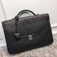 Woven Briefcase Imported Tire Cowhide Leather Pure Hand-Woven Zipper Closure   Size 40827cm