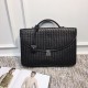 Woven Briefcase Imported Tire Cowhide Leather Pure Hand-Woven Zipper Closure   Size 40827cm