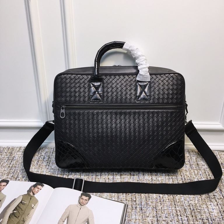 The king of briefcases, the Top Tire Cowhide Quilted Crocodile Briefcase features classic styling with hand-woven detail trim. Fiber lining with double zipper head for easy access, top crocodile leather handles and with 