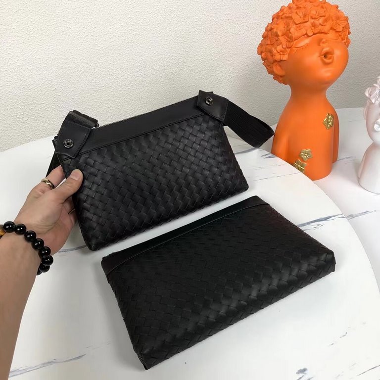 [BV original single waxed tire cowhide double bag bag] 2022 counter new! Graphite black, divided into two, 2 handbags assembled into a crossbody bag, free combination, practical and simple generous   size 26x17x7cm, sing