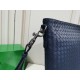 BV waxed tire leather crossbody bag] dark blue, size 26x27x4cm, counter models, original quality, three sides without seams!