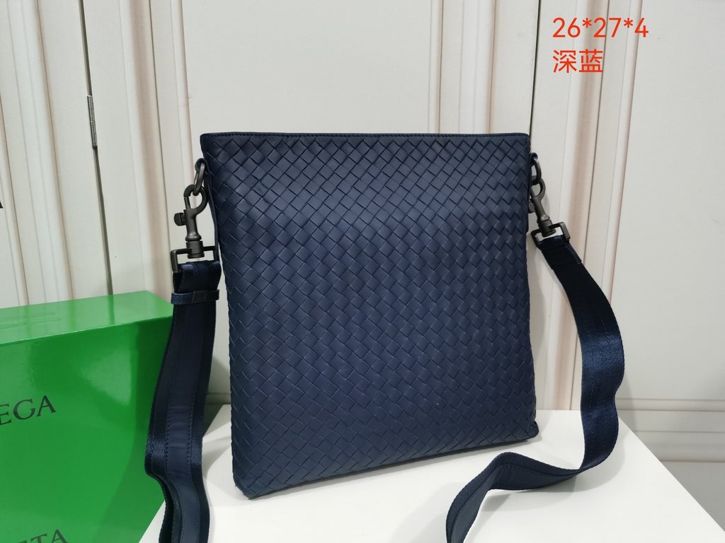 BV waxed tire leather crossbody bag] dark blue, size 26x27x4cm, counter models, original quality, three sides without seams!