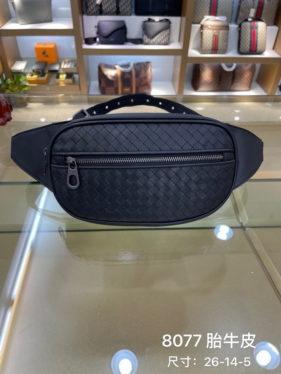 The original official website model 8077 # top original single goods BV counter fashion waist bag, head layer fetal cowhide, high-end atmosphere, fashion and taste, using smooth zipper, Italian calf leather, soft and com