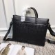 Woven Double Pull Briefcase Imported Tire Cowhide Leather Pure Hand-Woven Zipper Closure   Size 37730cm