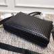 Woven Double Pull Briefcase Imported Tire Cowhide Leather Pure Hand-Woven Zipper Closure   Size 37730cm