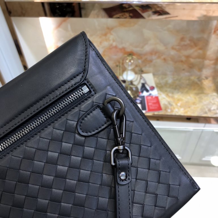 [With Box] Bv Flap Clutch Bag Original Single Imported Customized Waxed Cowhide Luxury Pure Handmade Hand Sewn Weaving Gun Buckle Hardware Accessories Low-profile and Practical The more the leather is used, the more it i