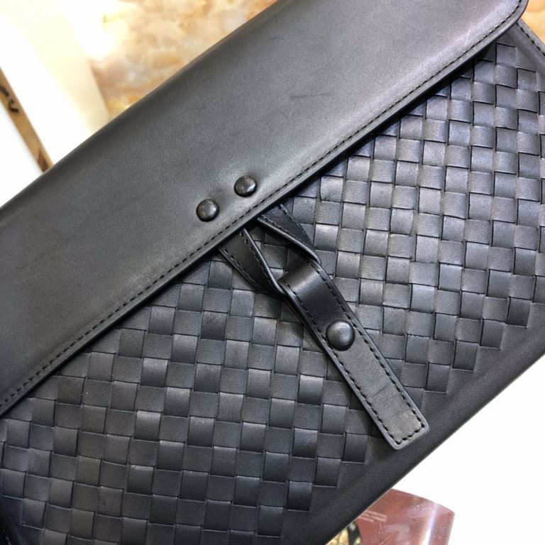 [With Box] Bv Flap Clutch Bag Original Single Imported Customized Waxed Cowhide Luxury Pure Handmade Hand Sewn Weaving Gun Buckle Hardware Accessories Low-profile and Practical The more the leather is used, the more it i