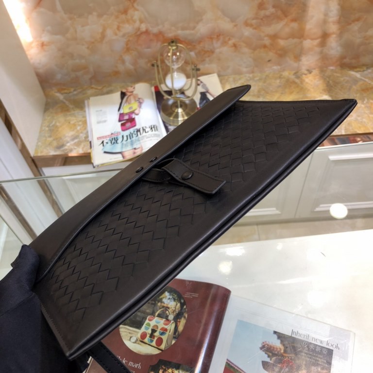 [With Box] Bv Flap Clutch Bag Original Single Imported Customized Waxed Cowhide Luxury Pure Handmade Hand Sewn Weaving Gun Buckle Hardware Accessories Low-profile and Practical The more the leather is used, the more it i