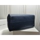 [BV Tire Cowhide Full Weave Travel Bag] Midnight Blue! New middle compartment    , original quality, counter models, space, practical, unisex models, size 49x25x28 (high) cm,