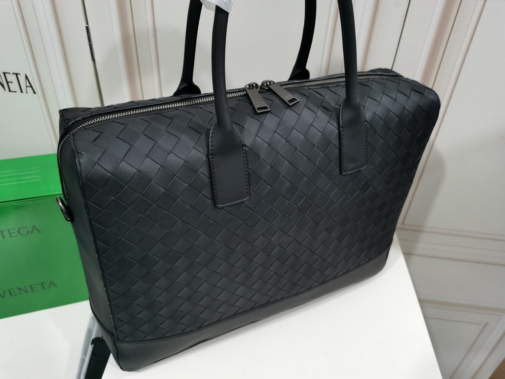 [BV Waxed Tire Cowhide Briefcase] Counter pop-up briefcase   graphite black      ,Size 392811cm,. Counter same model, original quality.