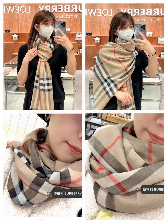 The original customized BURBERRY Autumn silk and wool light scarf has the smoothness of silk and the softness of wool, 100-count yarn color weaving technology, a hundred years of classic heritage, suitable for both men a