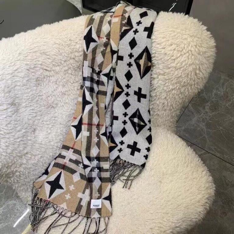 Burberry - Burberry new product Geometric cashmere jacquard scarf, the quality of the hand feel is too good to be true!   high cutting-edge product   absolutely screaming quality   top design models of fashionable big br