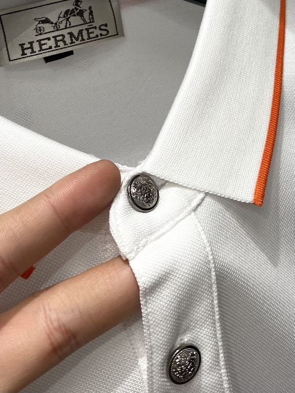 Hermes, 2023 new short-sleeved T-shirt, handsome and stylish, chest fixed weaving process decorative pattern logo, simple and versatile models. Fabric cotton Not only stiff, keep the trend of the silhouette, but also com