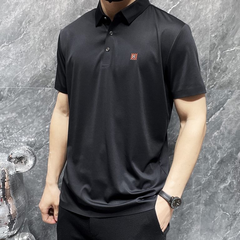 Hermes 2023 summer new T-shirt lapel short-sleeved polo shirt, counter customized fabric Breathable and comfortable, impeccable details, brand elements of the design concept, reflecting high quality. Hand feel delicate a