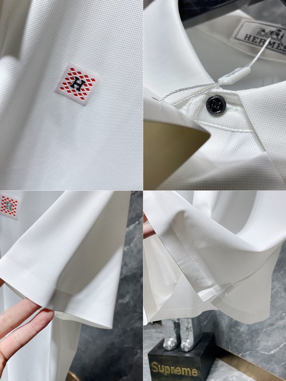 Hermes 2023 summer new T-shirt lapel short-sleeved polo shirt, counter customized fabric Breathable and comfortable, impeccable details, brand elements of the design concept, reflecting high quality. Hand feel delicate a