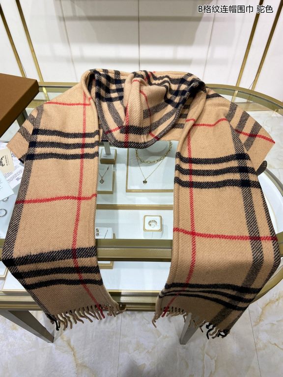 priceExplosive   Burberry [B hooded plaid scarf] a variety of good-looking, known as Burberry this year's most beautiful models, unisex models, the most classic plaid hooded scarf, the choice of wool and cashmere blended