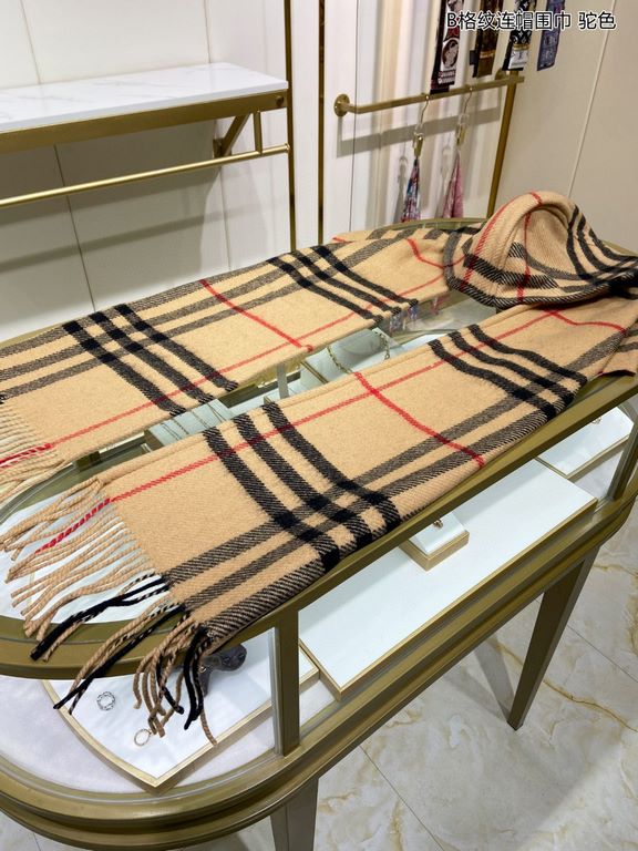 priceExplosive   Burberry [B hooded plaid scarf] a variety of good-looking, known as Burberry this year's most beautiful models, unisex models, the most classic plaid hooded scarf, the choice of wool and cashmere blended