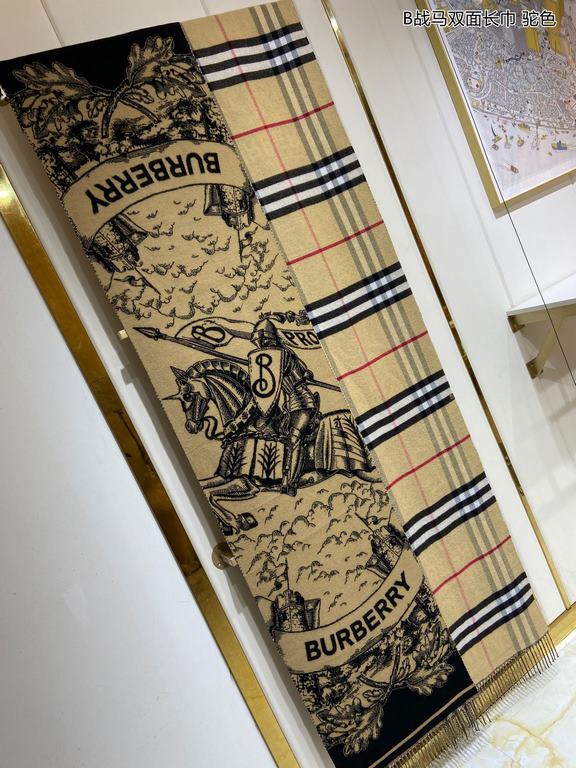 Explosive   Burberry [B War Horse Reversible Long Scarf], all kinds of good-looking, known as Burberry this year's most beautiful models, the most classic jacquard war horse logo  the most beautiful classic color matchin