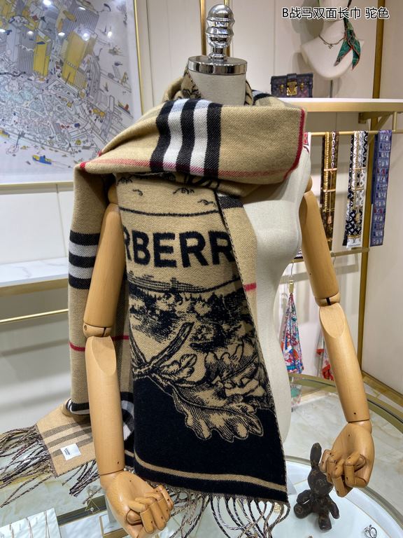 Explosive   Burberry [B War Horse Reversible Long Scarf], all kinds of good-looking, known as Burberry this year's most beautiful models, the most classic jacquard war horse logo  the most beautiful classic color matchin