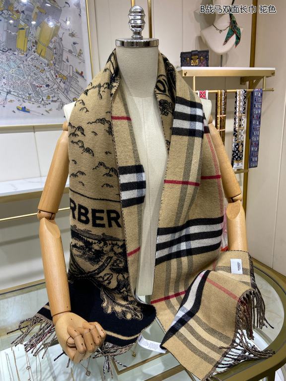 Explosive   Burberry [B War Horse Reversible Long Scarf], all kinds of good-looking, known as Burberry this year's most beautiful models, the most classic jacquard war horse logo  the most beautiful classic color matchin