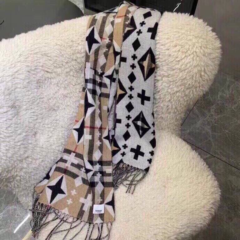 Burberry - Burberry new product Geometric cashmere jacquard scarf, the quality of the hand feel is too good to be true!   high cutting-edge product   absolutely screaming quality   top design models of fashionable big br