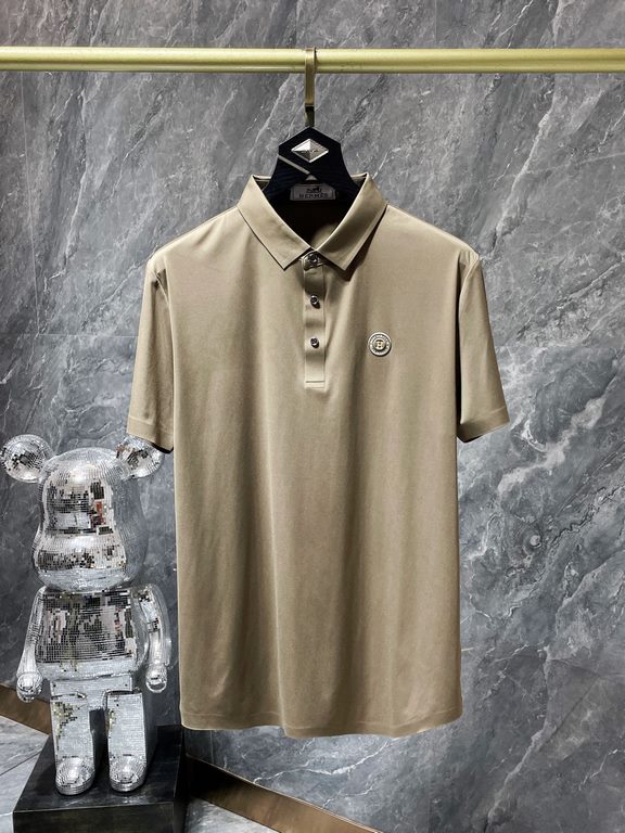 Hermes 2023 summer new T-shirt lapel short-sleeved polo shirt, counter customized fabric Breathable and comfortable, impeccable details, brand elements of the design concept, reflecting high quality. Hand feel delicate a