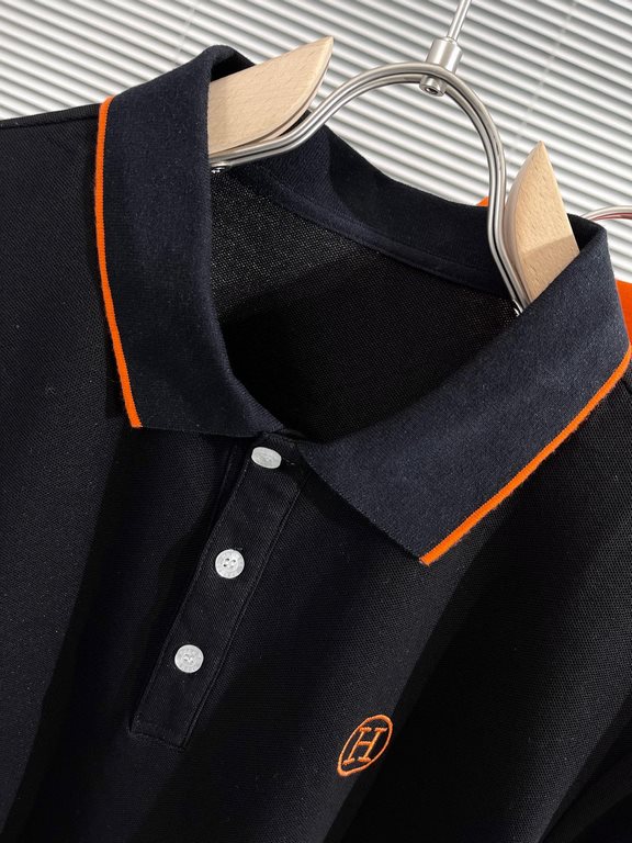 Hermes2023ss new spring and summer, men's high-end business casual polo short-sleeved polo shirt, trading company channel goods, pure pedigree quality, perfect condition as it is! Extremely luxurious design of a platinum