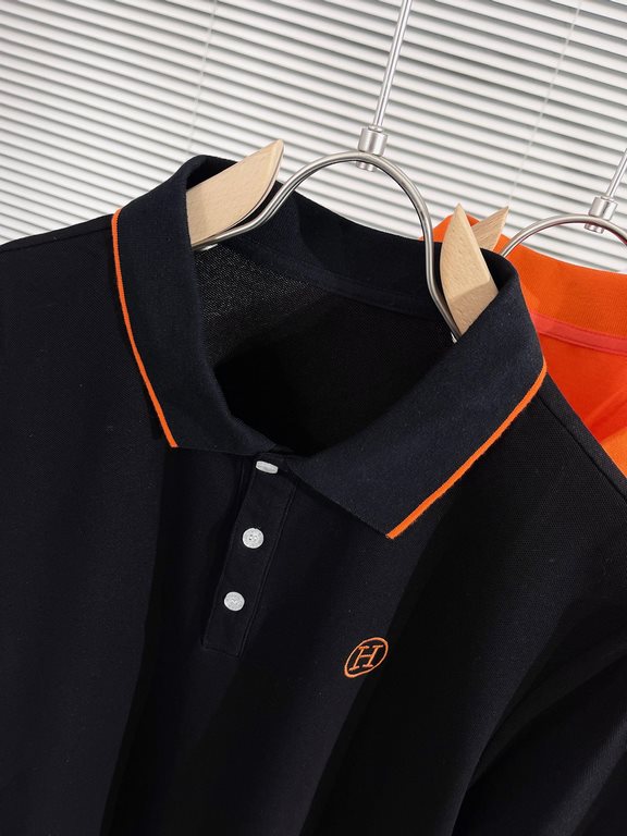 Hermes2023ss new spring and summer, men's high-end business casual polo short-sleeved polo shirt, trading company channel goods, pure pedigree quality, perfect condition as it is! Extremely luxurious design of a platinum