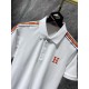 Hermes 2023 summer new T-shirt lapel short-sleeved polo shirt, counter customized fabric Breathable and comfortable, impeccable details, brand elements of the design concept, reflecting high quality. Hand feel delicate a