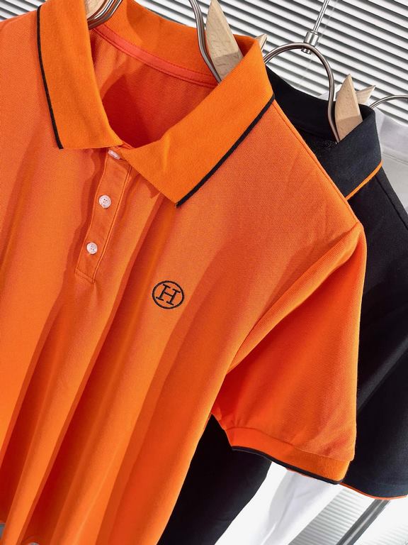 Hermes2023ss new spring and summer, men's high-end business casual polo short-sleeved polo shirt, trading company channel goods, pure pedigree quality, perfect condition as it is! Extremely luxurious design of a platinum