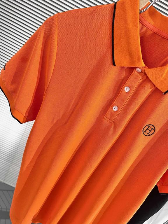 Hermes2023ss new spring and summer, men's high-end business casual polo short-sleeved polo shirt, trading company channel goods, pure pedigree quality, perfect condition as it is! Extremely luxurious design of a platinum