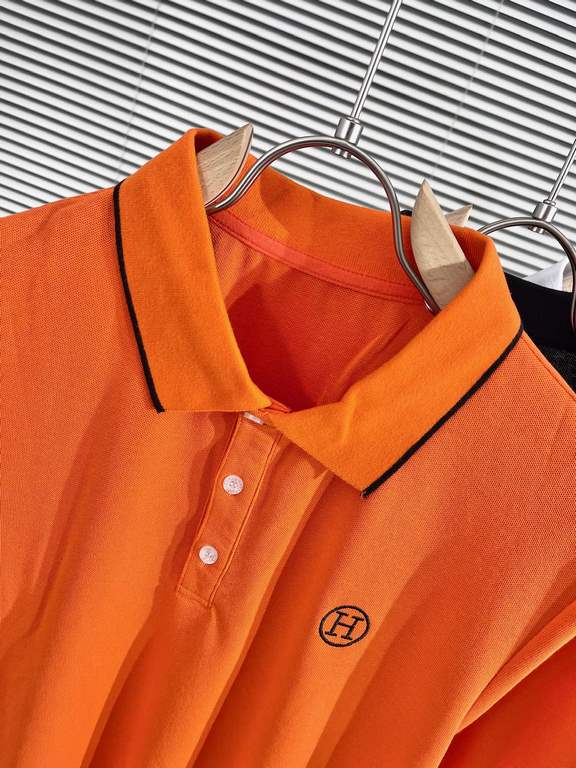 Hermes2023ss new spring and summer, men's high-end business casual polo short-sleeved polo shirt, trading company channel goods, pure pedigree quality, perfect condition as it is! Extremely luxurious design of a platinum