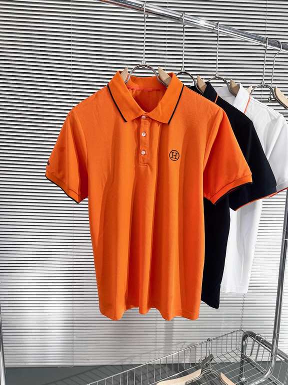 Hermes2023ss new spring and summer, men's high-end business casual polo short-sleeved polo shirt, trading company channel goods, pure pedigree quality, perfect condition as it is! Extremely luxurious design of a platinum