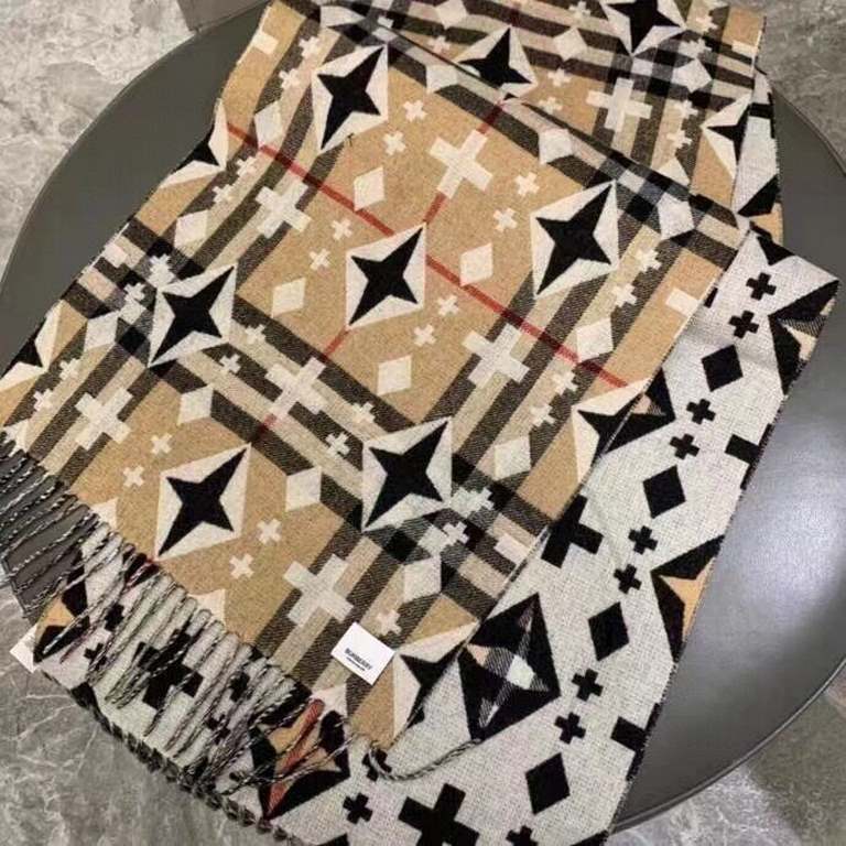 Burberry - Burberry new product Geometric cashmere jacquard scarf, the quality of the hand feel is too good to be true!   high cutting-edge product   absolutely screaming quality   top design models of fashionable big br