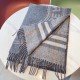 [Bur montage printed cashmere scarf] the latest double-sided large plaid and logo pattern cashmere scarf    one side of the classic cashmere plaid, one side of the insignia letters Logo, completely equal to 2 scarves   c