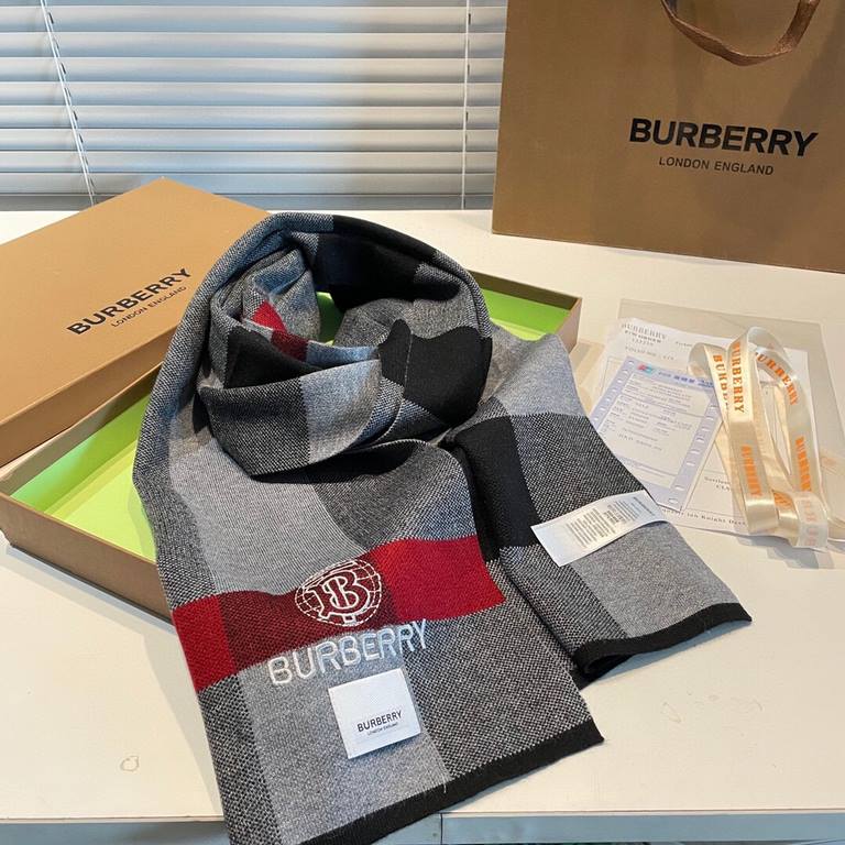 vip recommended Barberry 2022 counter the latest models Tb scarf [top cashmere scarf]   burst models Oh    physical genuinely beautiful   knitted scarf with a fine logo embroidery     the entire scarf color collocation i