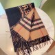 [Bur montage printed cashmere scarf] the latest double-sided large plaid and logo pattern cashmere scarf    one side of the classic cashmere plaid, one side of the insignia letters Logo, completely equal to 2 scarves   c