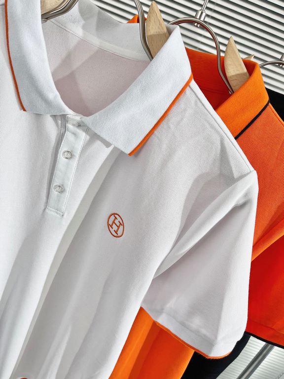 Hermes2023ss new spring and summer, men's high-end business casual polo short-sleeved polo shirt, trading company channel goods, pure pedigree quality, perfect condition as it is! Extremely luxurious design of a platinum