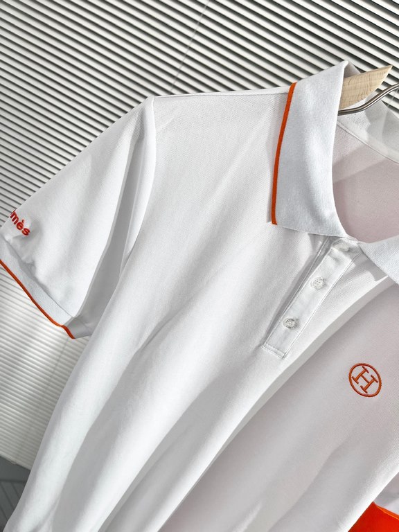 Hermes2023ss new spring and summer, men's high-end business casual polo short-sleeved polo shirt, trading company channel goods, pure pedigree quality, perfect condition as it is! Extremely luxurious design of a platinum