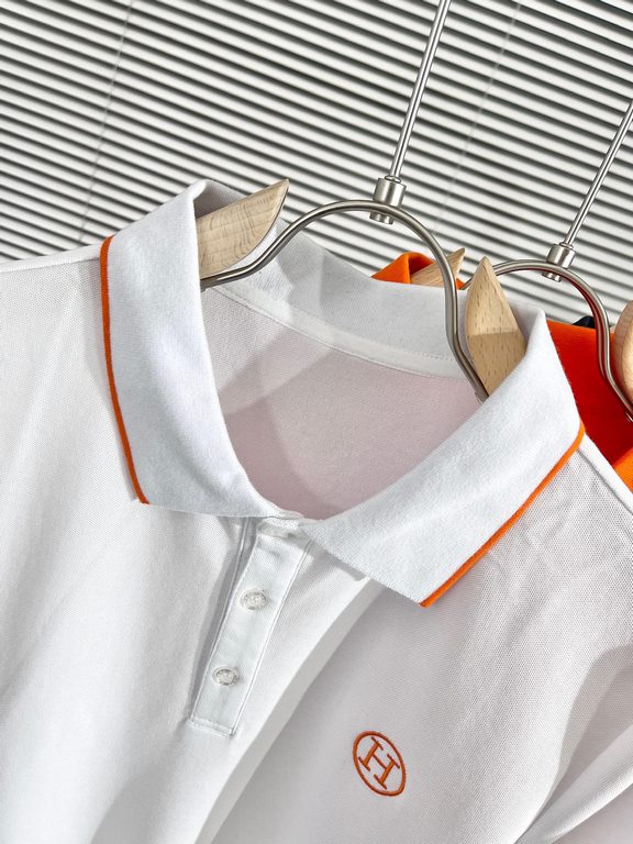 Hermes2023ss new spring and summer, men's high-end business casual polo short-sleeved polo shirt, trading company channel goods, pure pedigree quality, perfect condition as it is! Extremely luxurious design of a platinum