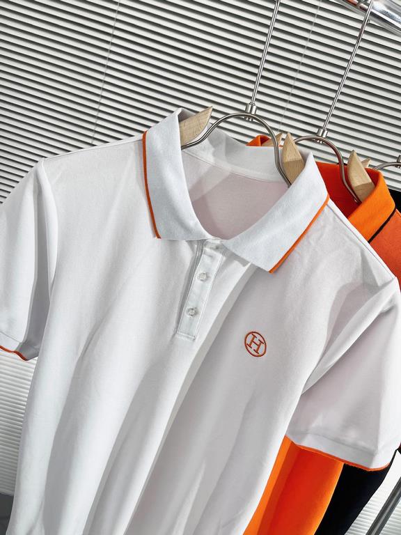 Hermes2023ss new spring and summer, men's high-end business casual polo short-sleeved polo shirt, trading company channel goods, pure pedigree quality, perfect condition as it is! Extremely luxurious design of a platinum