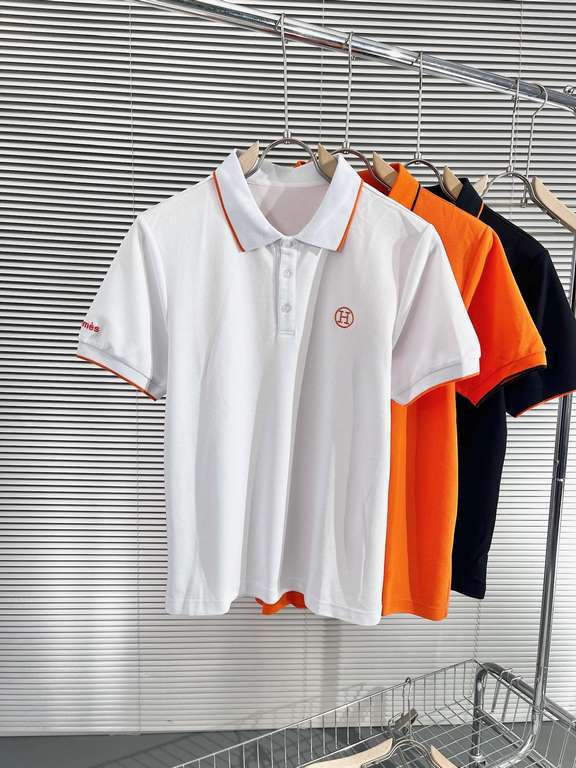 Hermes2023ss new spring and summer, men's high-end business casual polo short-sleeved polo shirt, trading company channel goods, pure pedigree quality, perfect condition as it is! Extremely luxurious design of a platinum