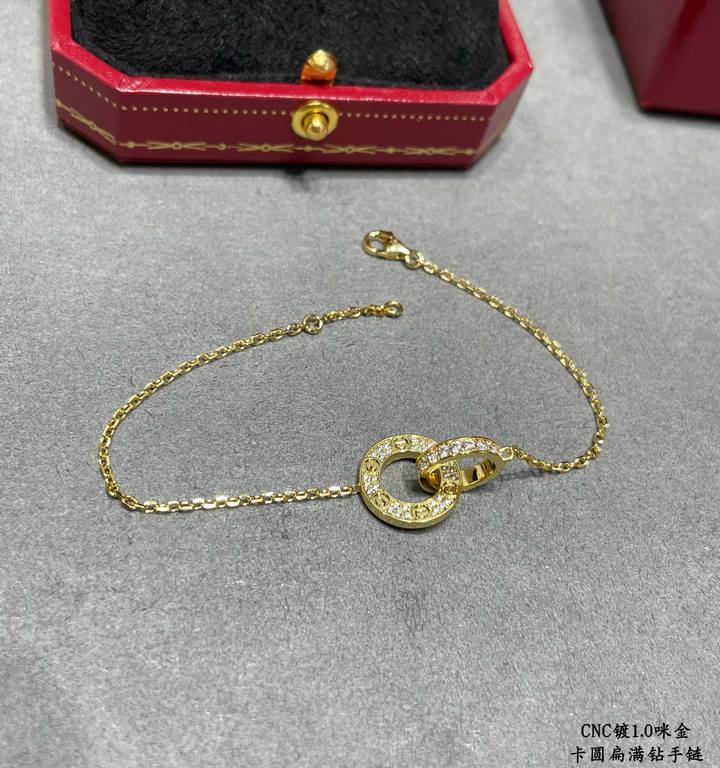 V gold plating 1.0 imitation gold CNC open version Cartier classic round flat double ring bracelet can be worn on both sides   real shot   high-end customized    look at the chain plate to see the engraving, and then loo