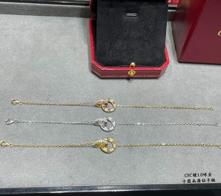 V gold plating 1.0 imitation gold CNC open version Cartier classic round flat double ring bracelet can be worn on both sides   real shot   high-end customized    look at the chain plate to see the engraving, and then loo