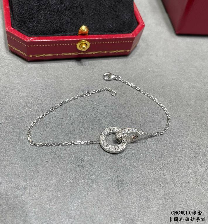 V gold plating 1.0 imitation gold CNC open version Cartier classic round flat double ring bracelet can be worn on both sides   real shot   high-end customized    look at the chain plate to see the engraving, and then loo