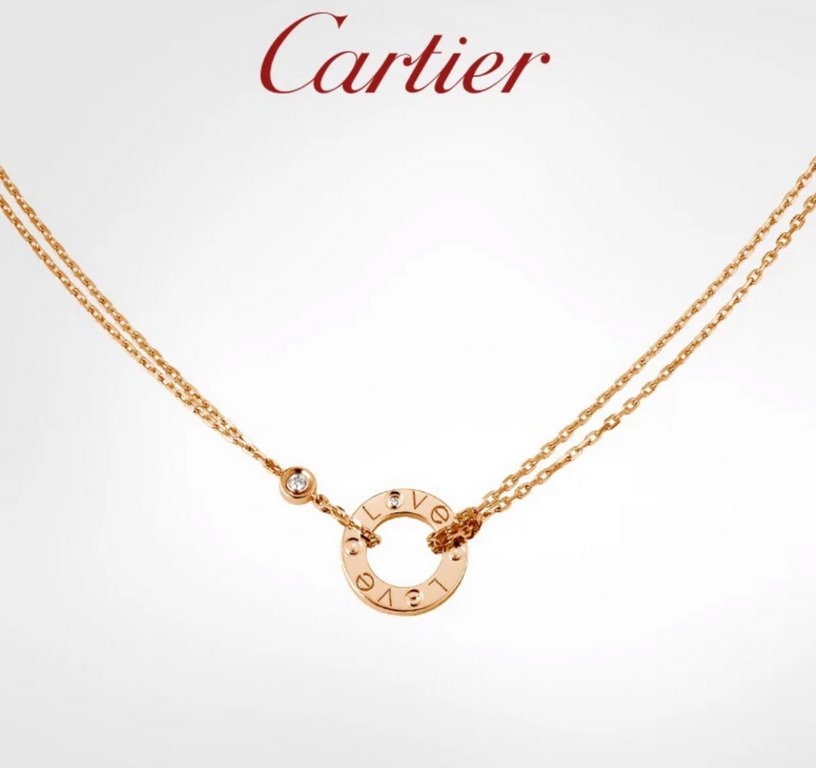 Buy on behalf of the sterling silver version of Love Cartier single diamond double-layer chain   necklace counter models word print clarity look at the real shot      Germany imported S925 sterling silver to create CNC l