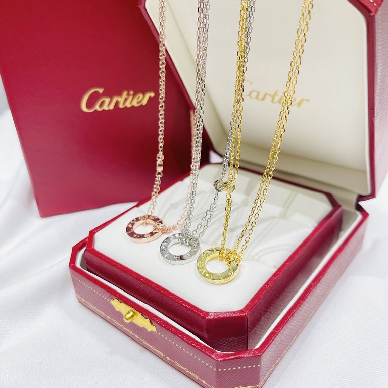 Buy on behalf of the sterling silver version of Love Cartier single diamond double-layer chain   necklace counter models word print clarity look at the real shot      Germany imported S925 sterling silver to create CNC l