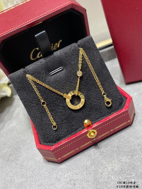 CNC plated 1.0 imitation gold Cartier classic LOVE double-sided discus necklace   real shot   high-end customization    look at the chain plate to see the engraving, and then look at the workmanship Original replica into