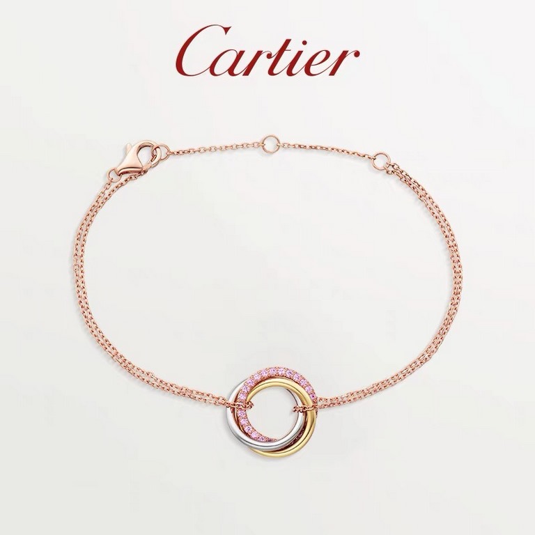 Cartier Pink diamond tri-color triple loop bracelet in S925 sterling silver, crafted version with logo  [925].